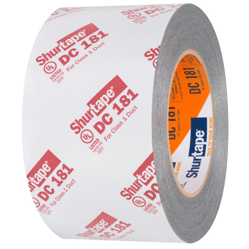 Shurtape DC 181 UL 181B-FX Listed/Printed Film Tape, 72mm x 110m, Metalized Print, 1 Roll (207113) - Image 2